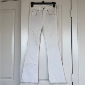 Rag and Bone High Rise Raw Hem Crop Flare Jeans